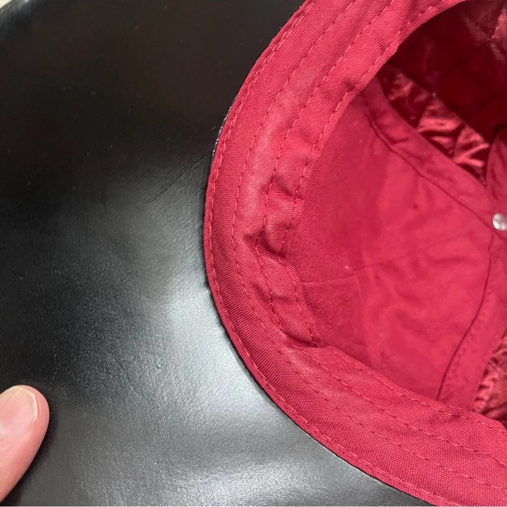 Disney‎ Parks Original Red Quilted Hat Black Mickey Rose Ears Beauty & the Beast